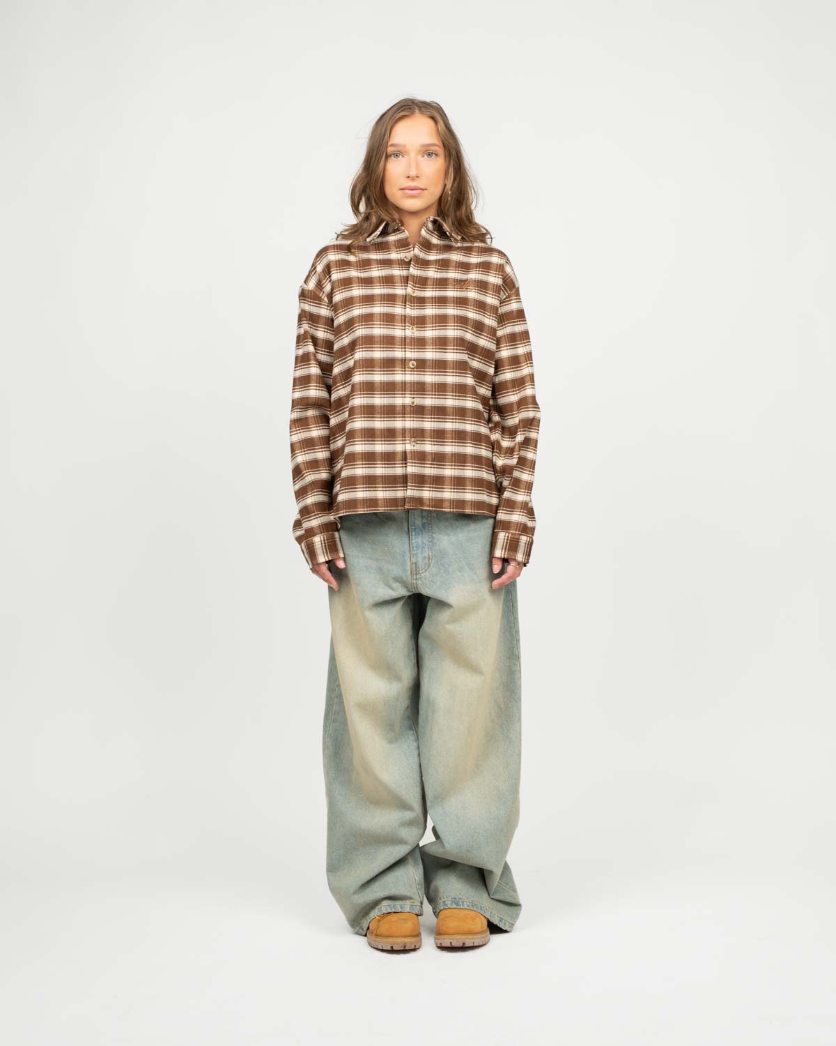 Checkered flannel shirt brown